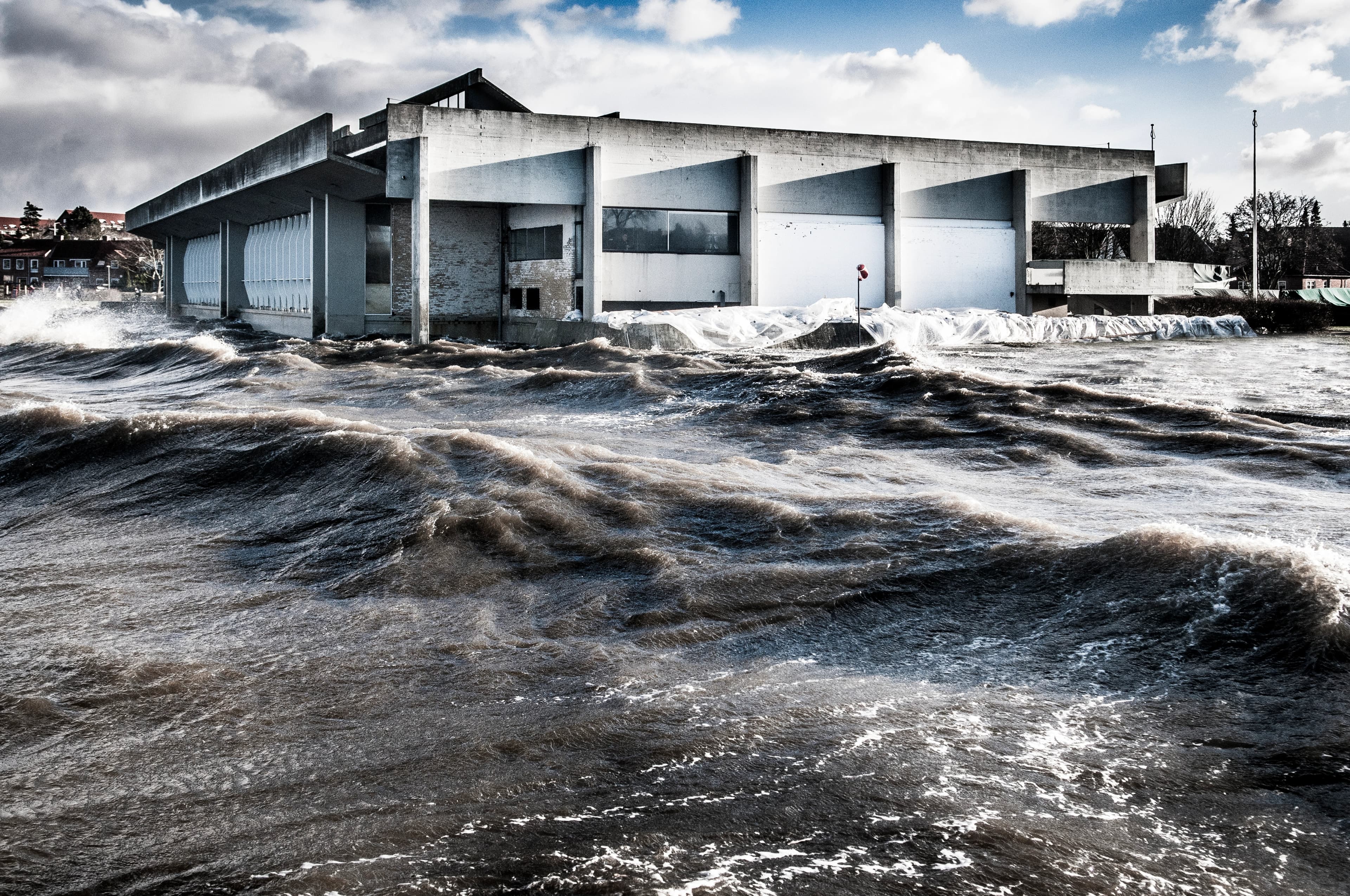 vikingeskibsmuseet i Roskilde under stormen Bodil