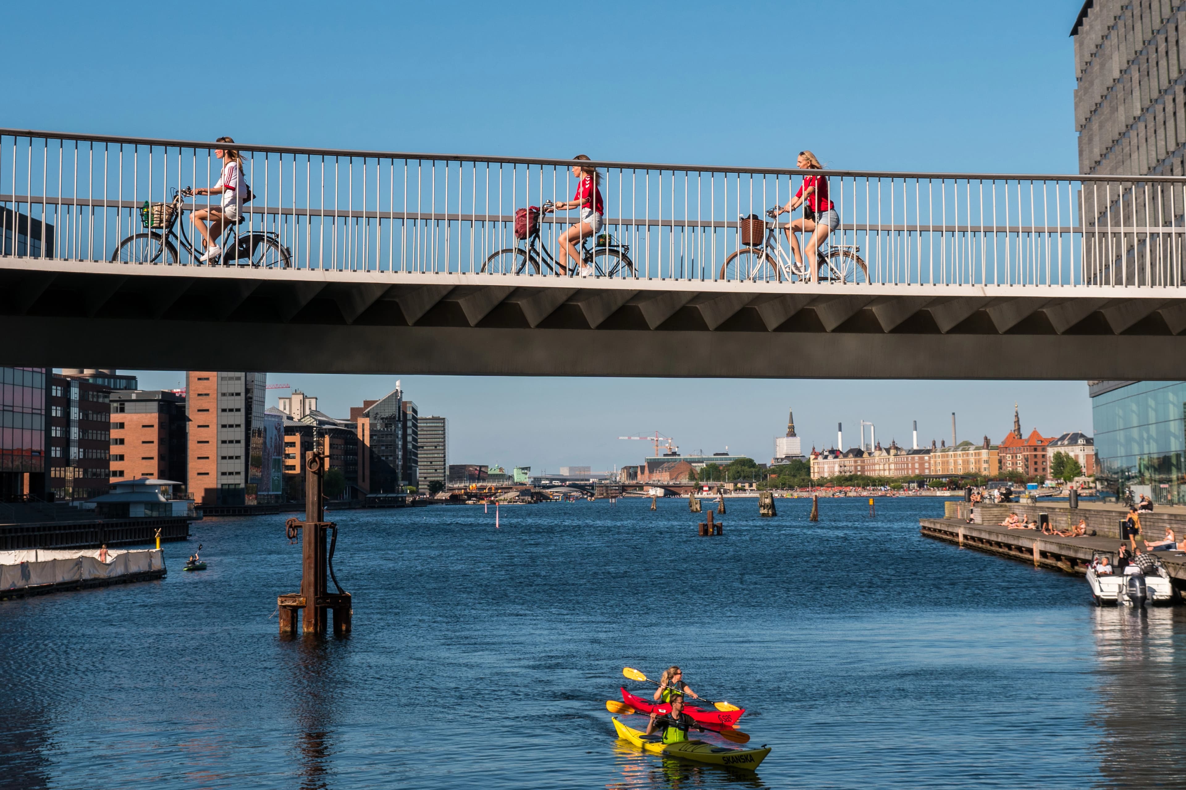 Cyklister på Cykelslangen over havnen
