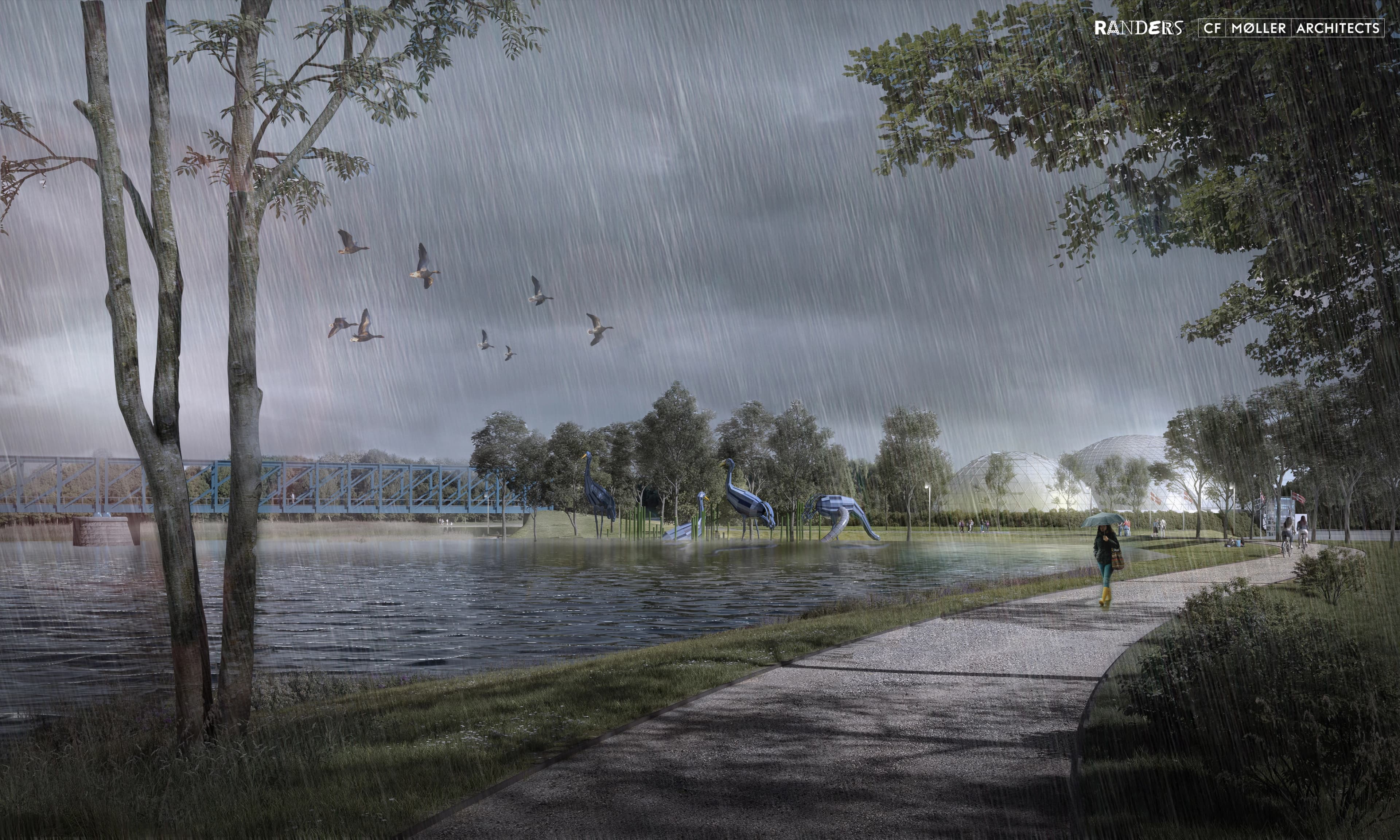 Flodbyen Randers Justesens Plæne i tilfælde af stormflod