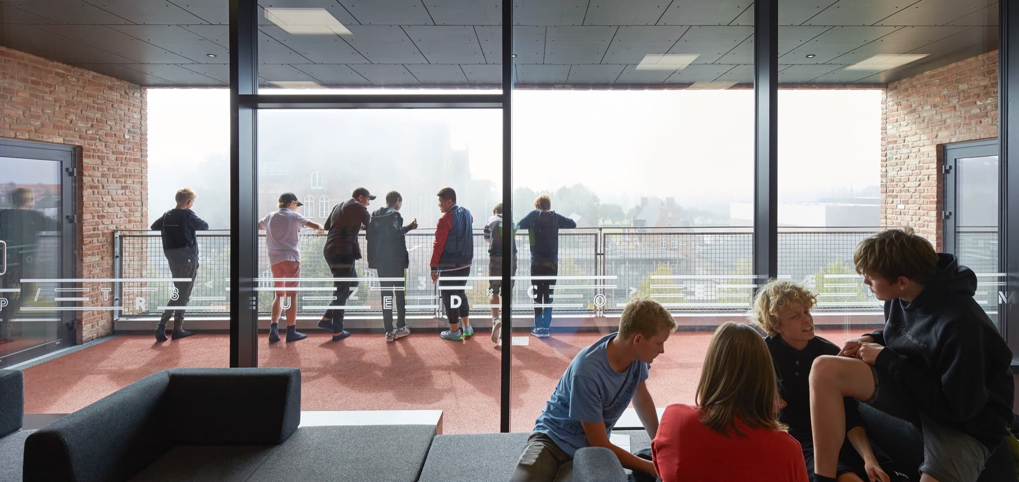 Circulation and lounge area, interior.