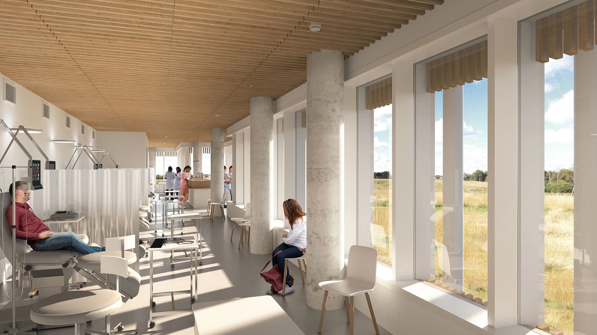 Nyt Hospital Nordsjælland, indendørs i behandling, skitse