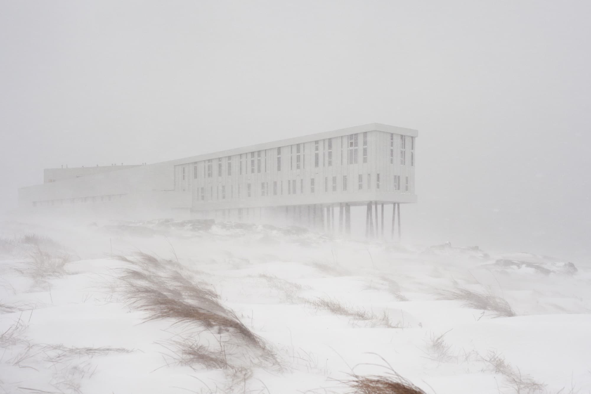 The Fogo Island Inn in winter.
