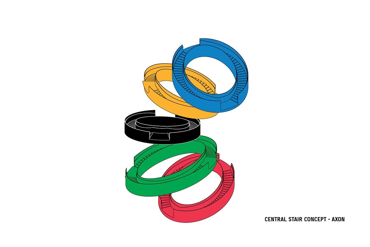 Trappen er inspireret af de olympiske ringe