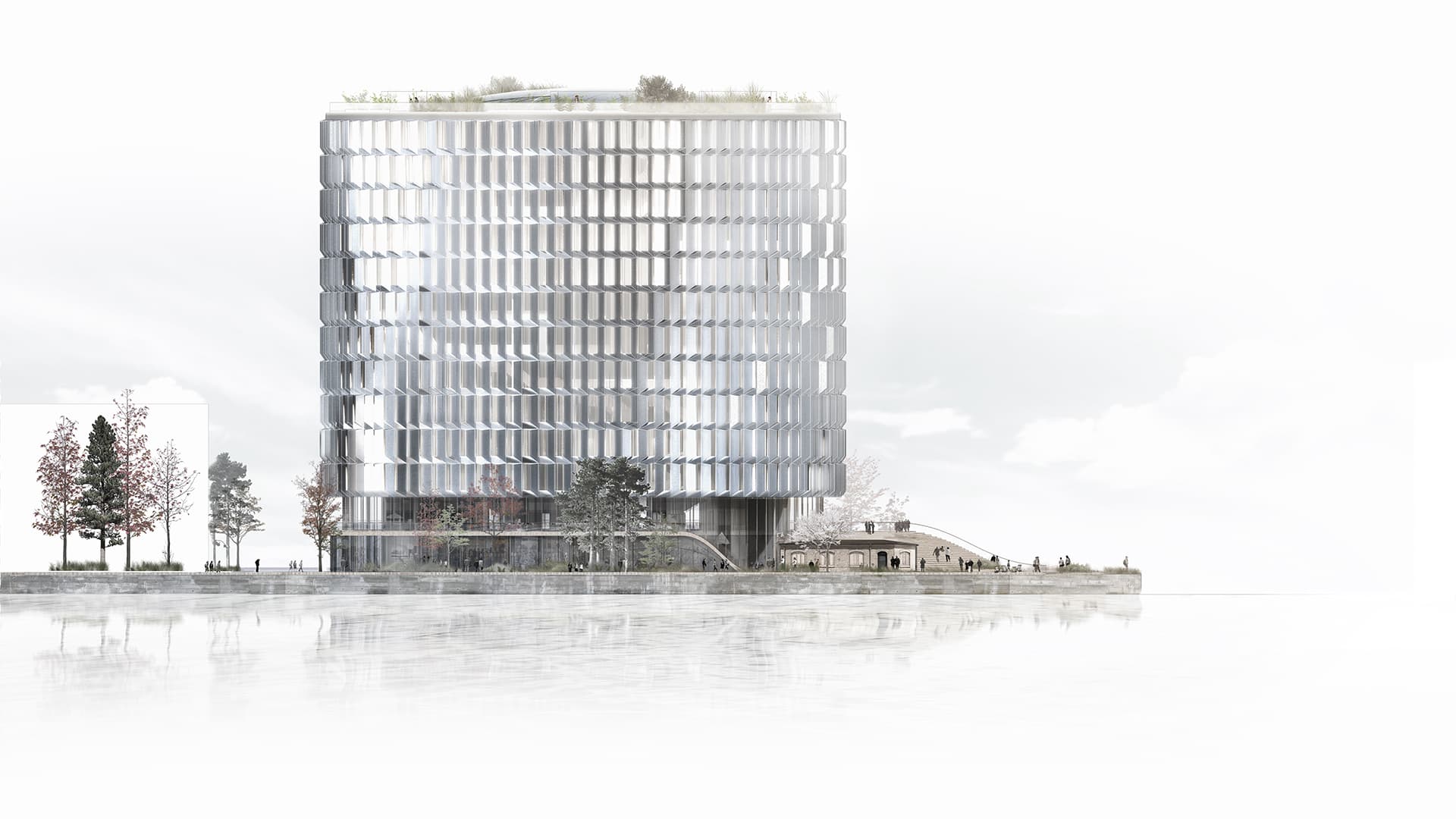 Tegning af færdig bygning, Spidsen af Nordø i Nordhavn